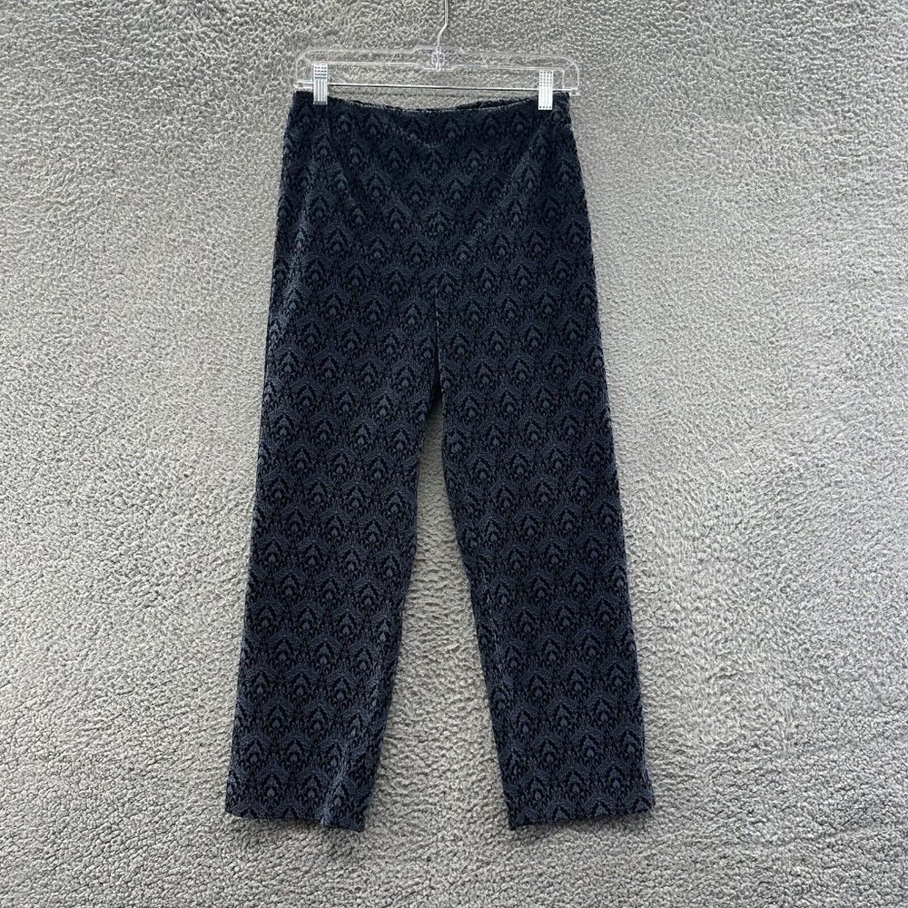 Talbots Pants Women's 4 Blue Moroccan Style Print Cropped Velour‎ Pants Size 4